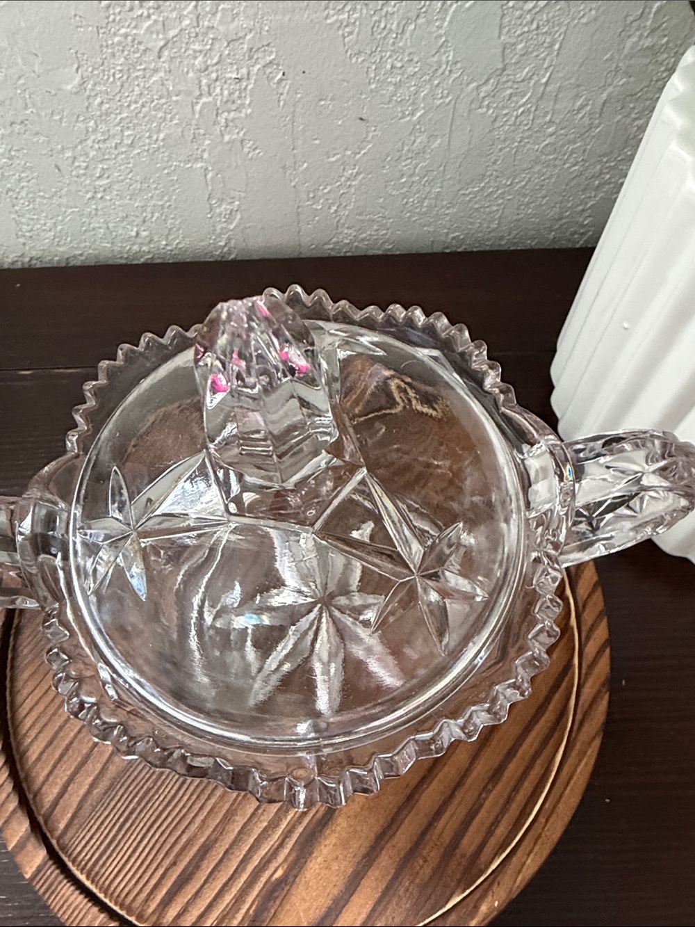 Anchor Hocking Early American Prescut Glass Covered Sugar Bowl EAPC - Picture 8 of 9